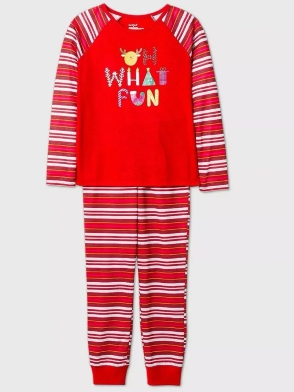 CAT & JACK “OH WHAT FUN” PAJAMA SET - RED VARIOUS SIZES (NEW WITH TAGS) A1